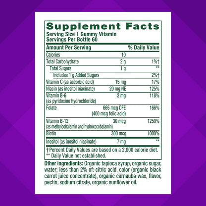 Vitafusion B-Complex Gummis – 5 B-Vitamine plus Vitamin C, Erdbeergeschmack, 60 Stück