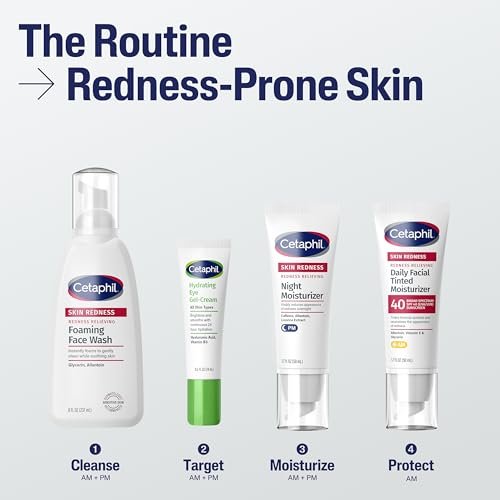 Cetaphil Nachtcreme gegen Rötungen, feuchtigkeitsspendende Gesichtscreme für trockene, zu Rötungen neigende Haut, 1,7 fl oz, hypoallergen, parfümfrei