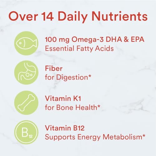 SmartyPants Kids Multivitamin Gummies mit Ballaststoffen - Vitamin D3, C, B12, B6, A, Zink, Biotin, Inositol, Fruchtgummis, drei Fruchtgeschmacksrichtungen, 90 Stück (22 Tage Vorrat)