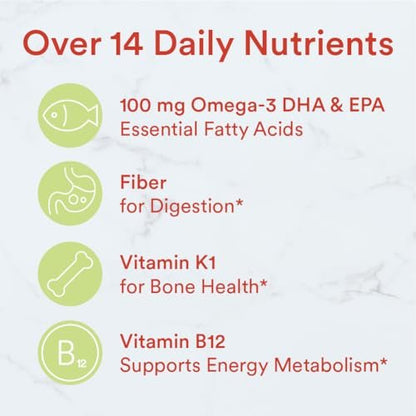 SmartyPants Kids Multivitamin Gummies mit Ballaststoffen - Vitamin D3, C, B12, B6, A, Zink, Biotin, Inositol, Fruchtgummis, drei Fruchtgeschmacksrichtungen, 90 Stück (22 Tage Vorrat)