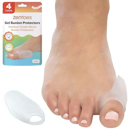 ZenToes Ballenzehenpolster für Damen und Herren – Gel-Polster zur Großenzehentlastung, wiederverwendbare Ballenzehenkorrekturen zur Blasenprävention und Fußunterstützung, 4 Stück