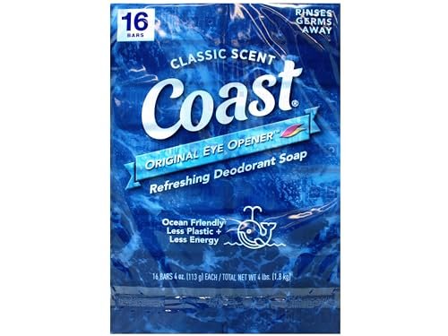 Coast Deodorant Seifenstücke 113 g, 16 Stück (1er-Pack) – Feste Deodorant-Seife für langanhaltende Frische
