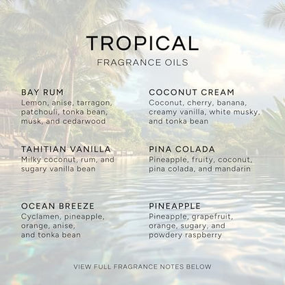 Eternal Essence Oils Tropical Set mit 6 Premium Duftölen - Enthält Kokoscreme, Bay Rum, Piña Colada, Tahitianische Vanille, Meeresbrise und Ananas-Duftöle - 10 ml