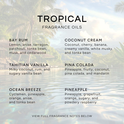 Eternal Essence Oils Tropical Set mit 6 Premium Duftölen - Enthält Kokoscreme, Bay Rum, Piña Colada, Tahitianische Vanille, Meeresbrise und Ananas-Duftöle - 10 ml