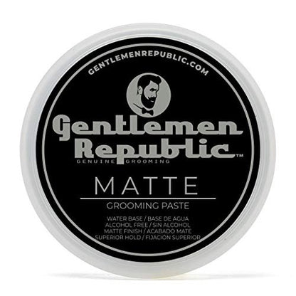 Gentlemen Republic 4oz Matte Paste für Männer – Wasserbasierte Haarpaste mit starkem Halt & matter Oberfläche – Alkoholfrei für natürliche Textur – Hergestellt in den USA