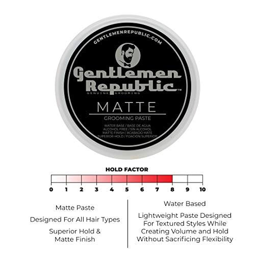 Gentlemen Republic 4oz Matte Paste für Männer – Wasserbasierte Haarpaste mit starkem Halt & matter Oberfläche – Alkoholfrei für natürliche Textur – Hergestellt in den USA