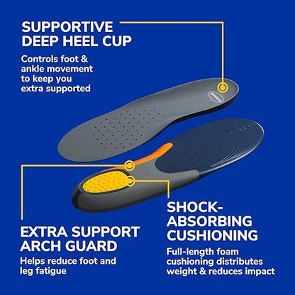 Dr. Scholl's Heavy Duty Support Einlegesohlen für Herren, Größe 8-14, Big & Tall, 200+ lbs, stoßdämpfend, Fußgewölbestütze, druckverteilend, zum Zuschneiden, für Arbeitsstiefel & Schuhe, 1 Paar