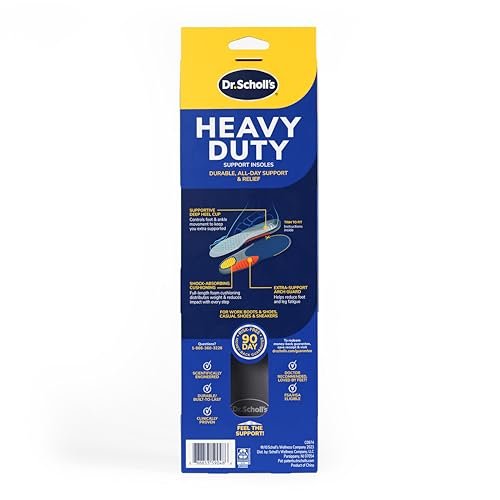 Dr. Scholl's Heavy Duty Support Einlegesohlen für Herren, Größe 8-14, Big & Tall, 200+ lbs, stoßdämpfend, Fußgewölbestütze, druckverteilend, zum Zuschneiden, für Arbeitsstiefel & Schuhe, 1 Paar