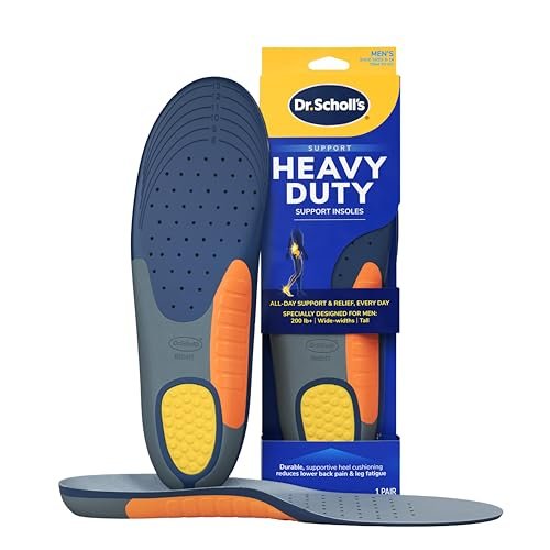 Dr. Scholl's Heavy Duty Support Einlegesohlen für Herren, Größe 8-14, Big & Tall, 200+ lbs, stoßdämpfend, Fußgewölbestütze, druckverteilend, zum Zuschneiden, für Arbeitsstiefel & Schuhe, 1 Paar