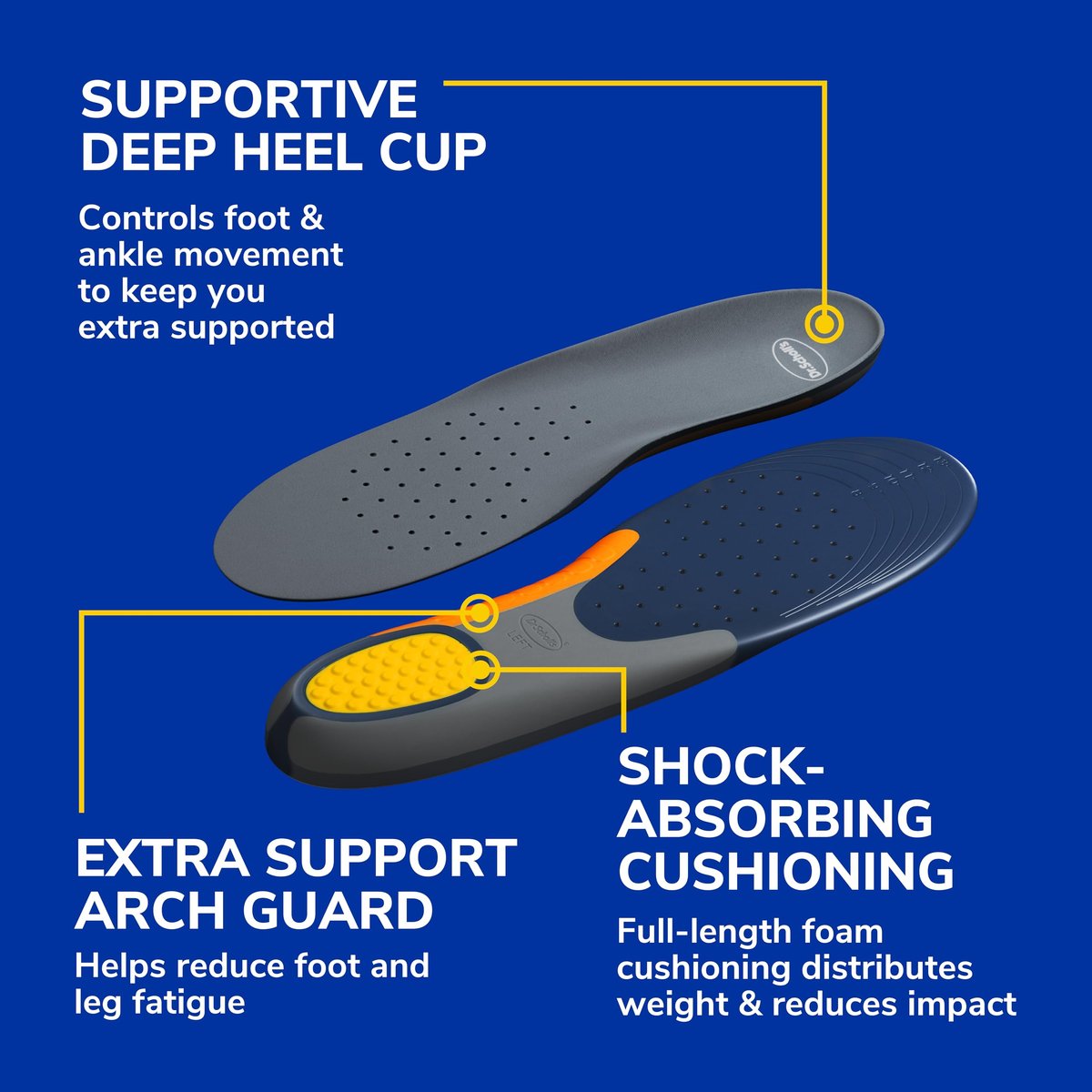 Dr. Scholl's Heavy Duty Support Einlegesohlen für Herren, Größe 8-14, Big & Tall, 200+ lbs, stoßdämpfend, Fußgewölbestütze, druckverteilend, zum Zuschneiden, für Arbeitsstiefel & Schuhe, 1 Paar