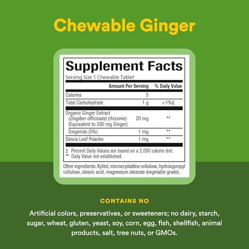Natural Factors Kaugummi-Ingwer 500 mg, 90 Kautabletten