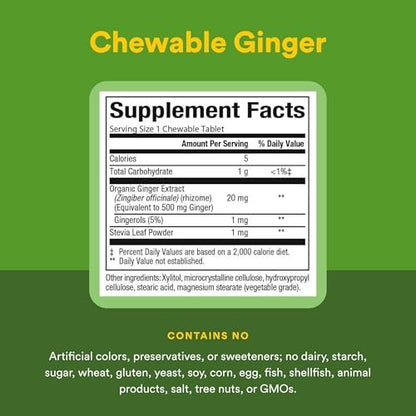 Natural Factors Kaugummi-Ingwer 500 mg, 90 Kautabletten