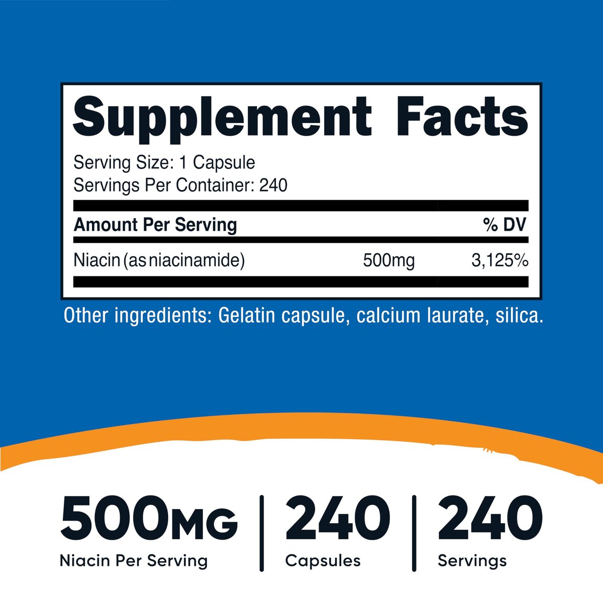 Nutricost Niacinamid (Vitamin B3) 500mg, 240 Kapseln - Nicht-GVO, Glutenfrei, Flush-freies Vitamin B3