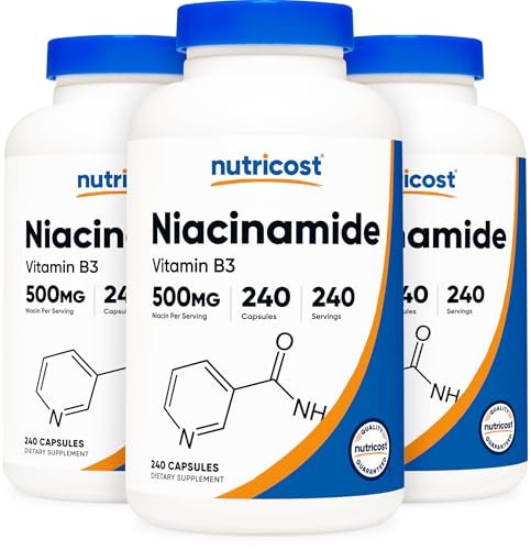 Nutricost Niacinamid (Vitamin B3) 500mg, 240 Kapseln - Nicht-GVO, Glutenfrei, Flush-freies Vitamin B3