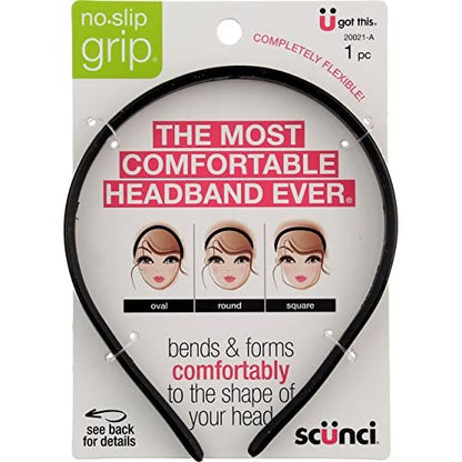 Scunci No Slip Grip Biegsames Stirnband – 3er-Pack Schwarz