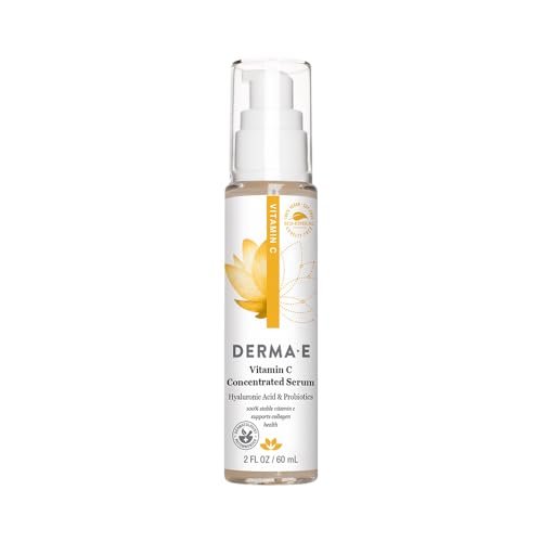 DERMA E Vitamin C Konzentriertes Serum mit Hyaluronsäure, Vitamin E & Aloe Vera – 59 ml – Natürliches, antioxidatives Serum für strahlende, hydratisierte Haut