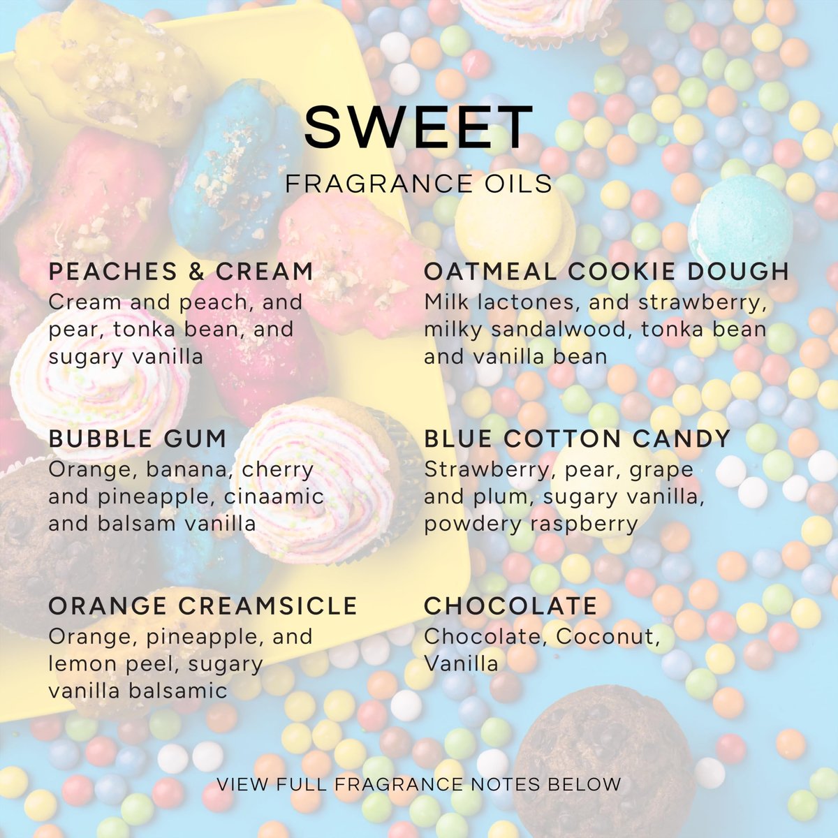 Eternal Essence Oils Sweet Set – 6 Premium Duftöle für Aromatherapie & DIY: Bubble Gum, Orange Creamsicle, Peaches & Cream, Blue Cotton Candy, Oatmeal Cookie Dough, Chocolate – 10 ml