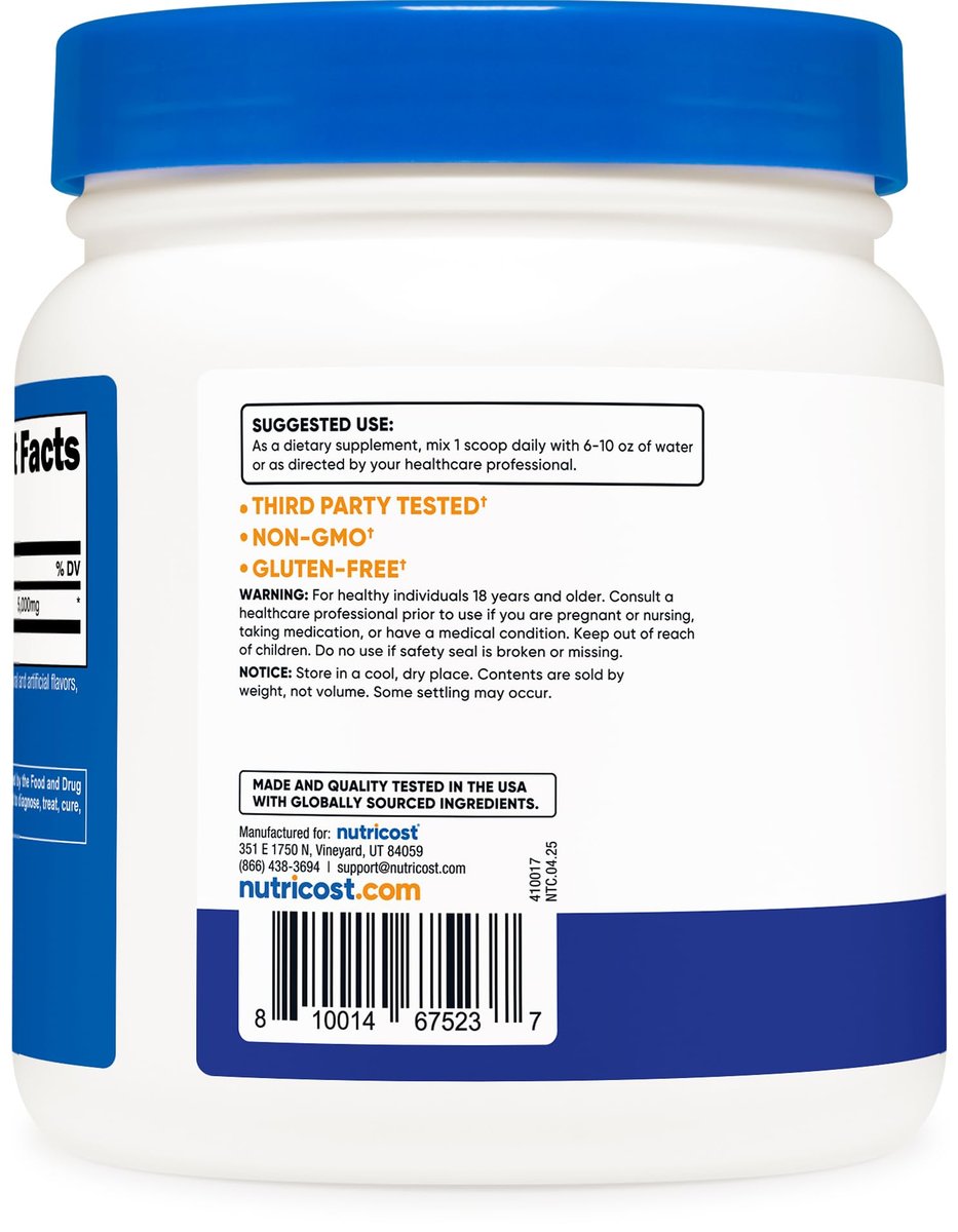 Nutricost L-Glutamin Pulver (500 Gramm) – Blaue Himbeere