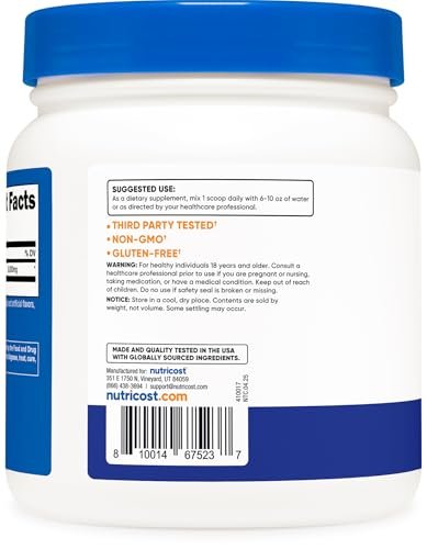 Nutricost L-Glutamin Pulver (500 Gramm) – Blaue Himbeere