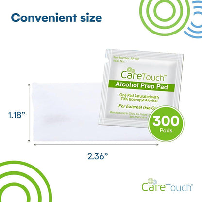 Alkoholtupfer | Einzeln verpackte Alkohol-Prep-Pads mit 70% Isopropylalkohol, ideal für medizinische Kits und Erste-Hilfe-Sets | Sterile, antiseptische 2-lagige Alkoholtupfer - 300 Stück
