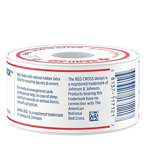 Band-Aid Brand Water Block 100% wasserdichtes Selbstklebeband für die Erste Hilfe, 2,5 cm x 9,1 m, weiß