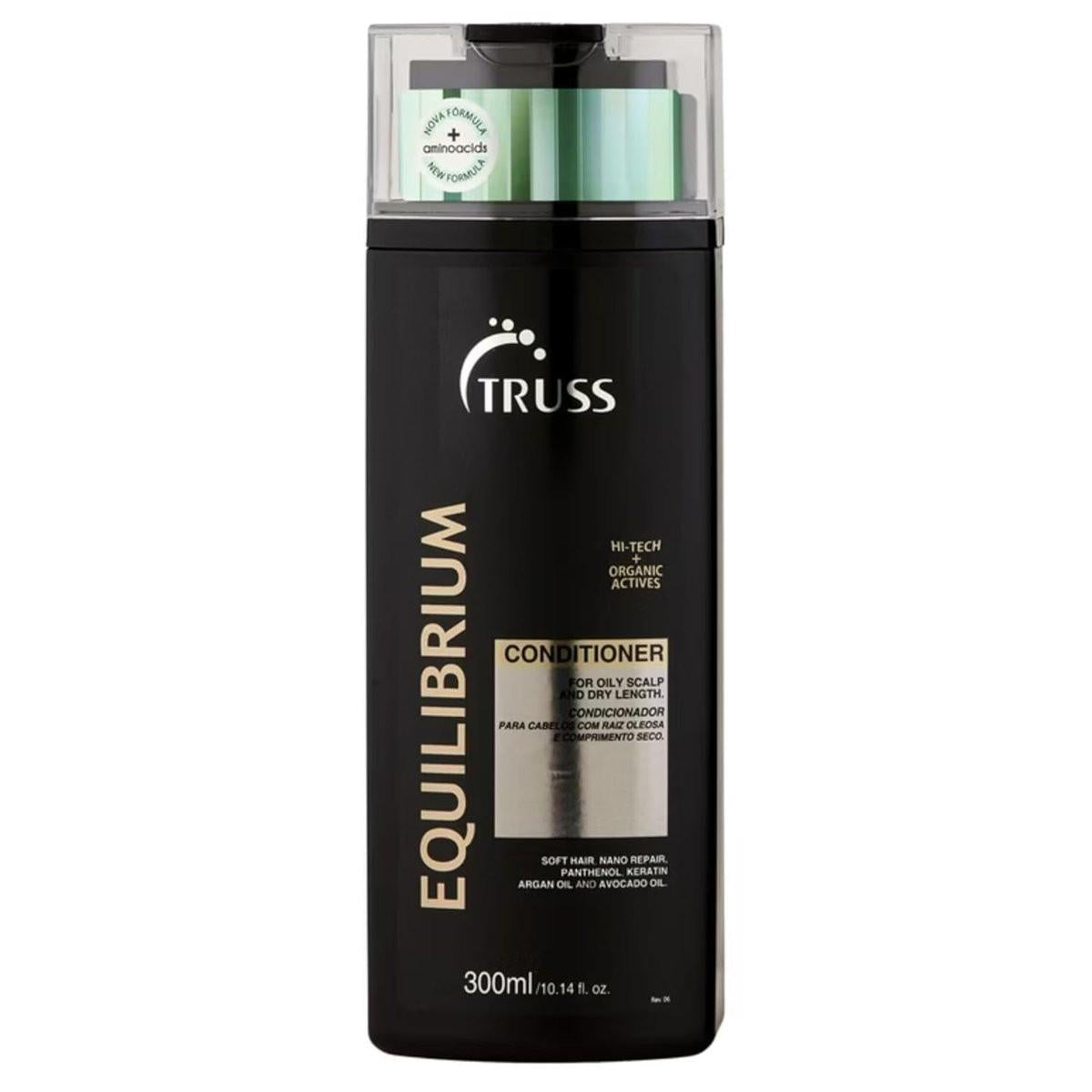 TRUSS Equilibrium Conditioner für fettige Kopfhaut – Feuchtigkeitsspendender Conditioner mit Keratin & Arganöl – Ausgleichende Formel für fettige Kopfhaut & trockene Spitzen – Reduziert Frizz & stellt Geschmeidigkeit wieder her (300 ml)
