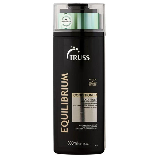 TRUSS Equilibrium Conditioner für fettige Kopfhaut – Feuchtigkeitsspendender Conditioner mit Keratin & Arganöl – Ausgleichende Formel für fettige Kopfhaut & trockene Spitzen – Reduziert Frizz & stellt Geschmeidigkeit wieder her (300 ml)