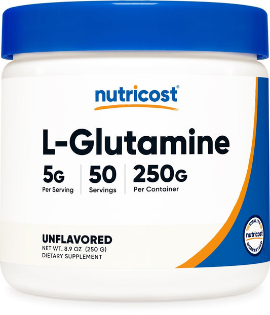 Nutricost L-Glutamin Pulver 250 Gramm – Reines Aminosäurepulver für Muskeln und Immunsystem