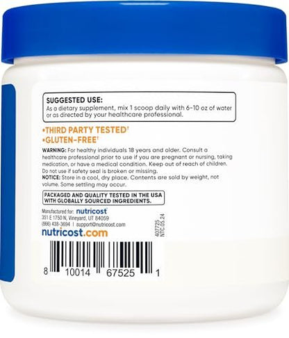 Nutricost L-Glutamin Pulver 250 Gramm – Reines Aminosäurepulver für Muskeln und Immunsystem