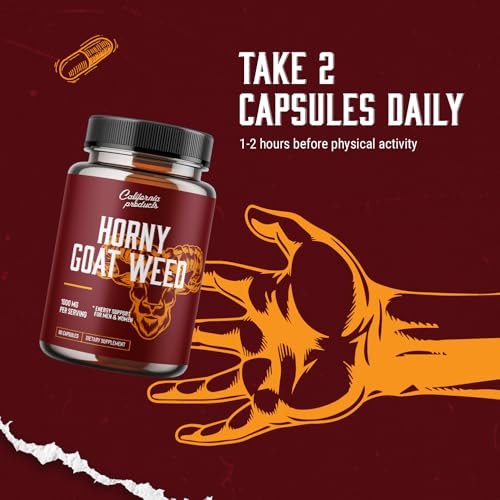 Horny Goat Weed Complex - Nahrungsergänzungsmittel für Männer, natürlicher Testosteron-Booster, Pre-Workout, Muskelwachstum, 60 Kapseln