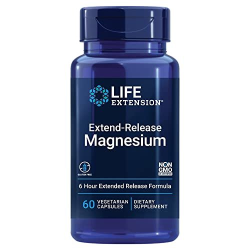 Life Extension Extend-Release Magnesium – verlängerte Herz- und Knochenunterstützung, Herz-Kreislauf- und Blutdruckgesundheit, bioverfügbare Formel, glutenfrei, nicht-GVO, vegetarisch, 60 Kapseln
