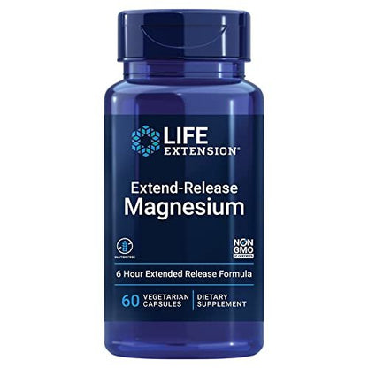 Life Extension Extend-Release Magnesium – verlängerte Herz- und Knochenunterstützung, Herz-Kreislauf- und Blutdruckgesundheit, bioverfügbare Formel, glutenfrei, nicht-GVO, vegetarisch, 60 Kapseln