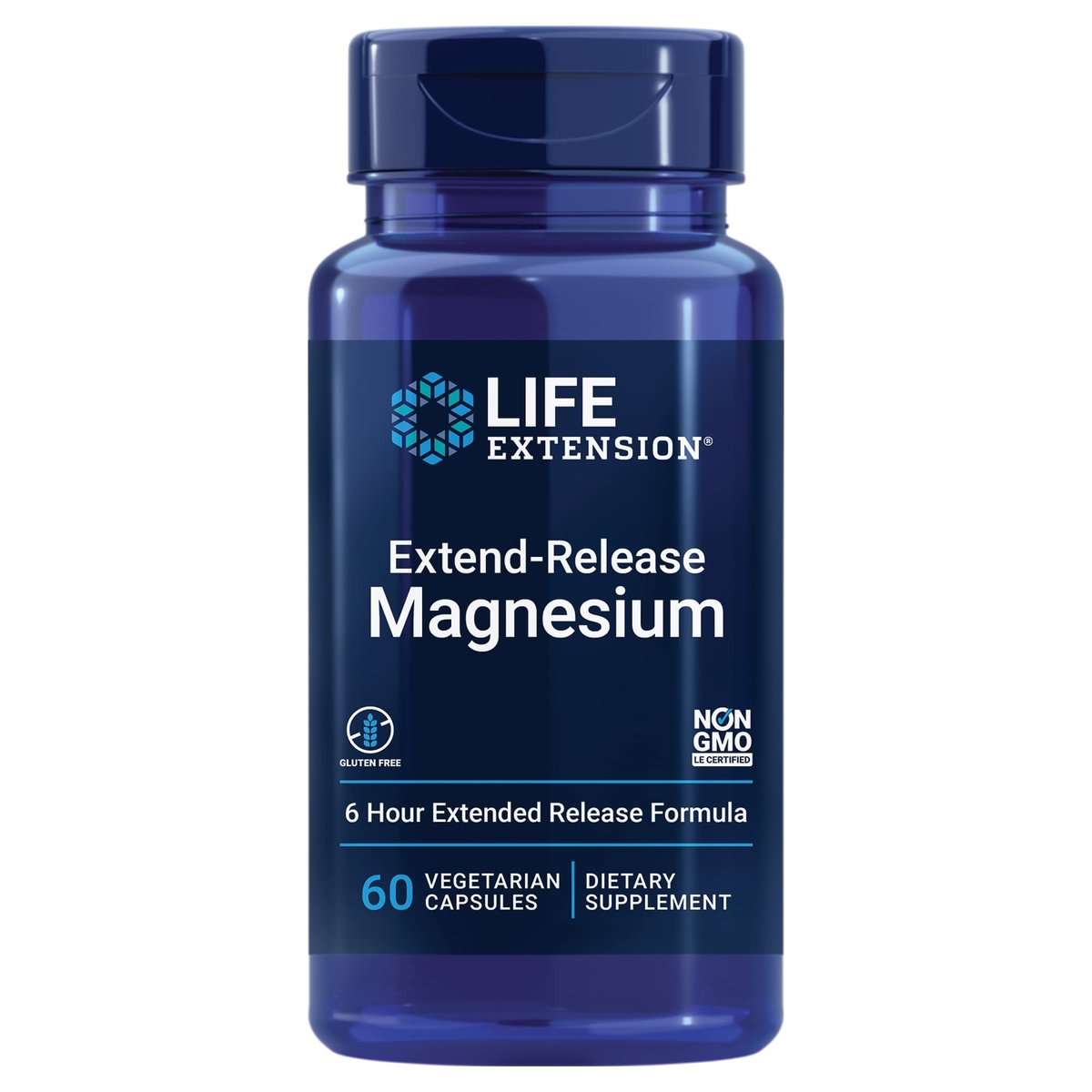 Life Extension Extend-Release Magnesium – verlängerte Herz- und Knochenunterstützung, Herz-Kreislauf- und Blutdruckgesundheit, bioverfügbare Formel, glutenfrei, nicht-GVO, vegetarisch, 60 Kapseln