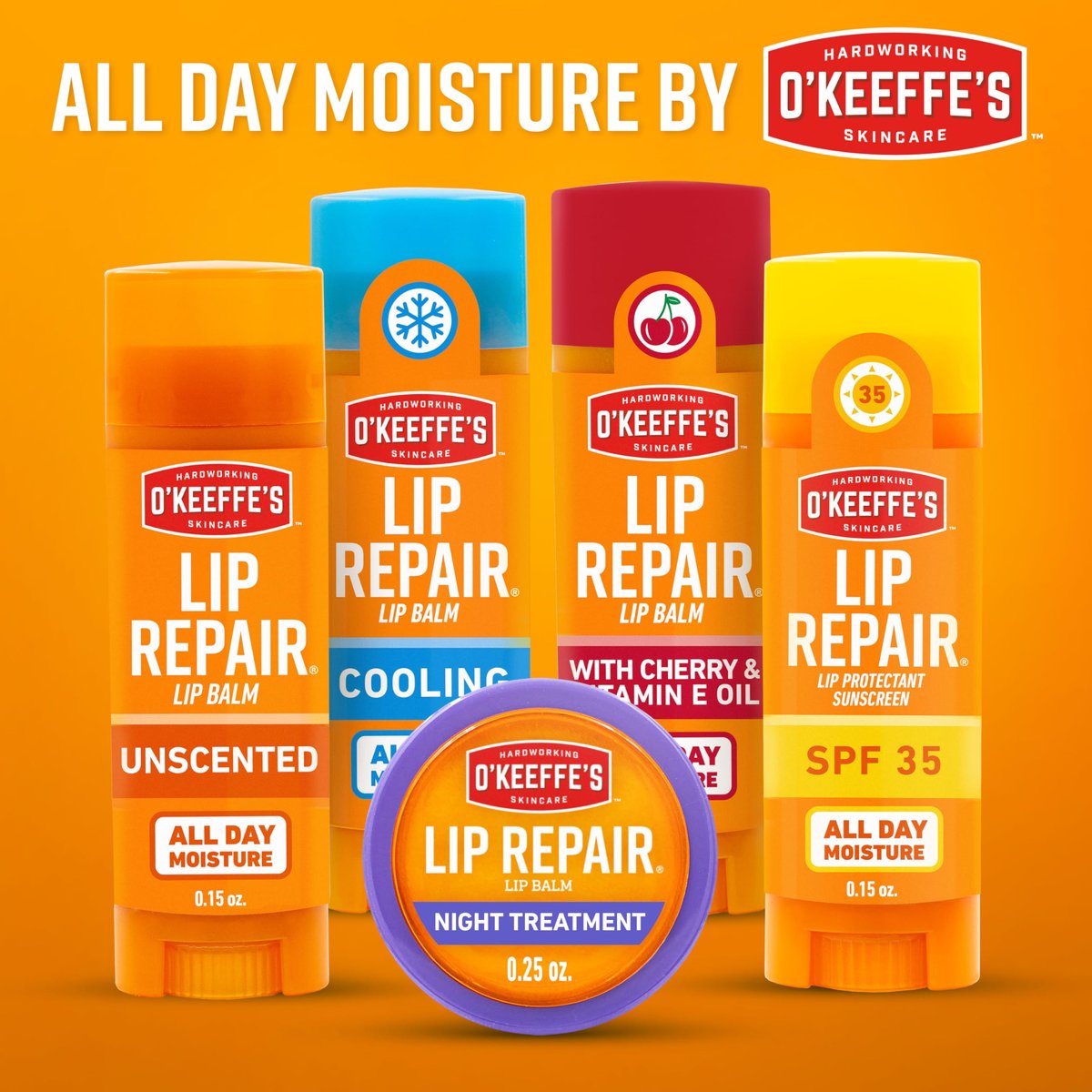 O'Keeffe's Lip Repair Unscented Lippenbalsam für trockene, rissige Lippen – 3er-Pack – Feuchtigkeitsspender für sehr trockene Lippen