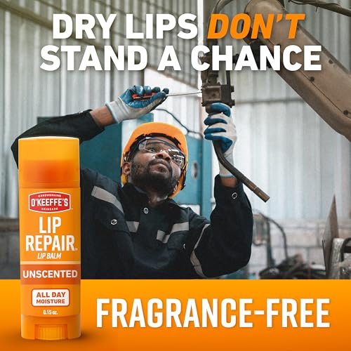 O'Keeffe's Lip Repair Unscented Lippenbalsam für trockene, rissige Lippen – 3er-Pack – Feuchtigkeitsspender für sehr trockene Lippen