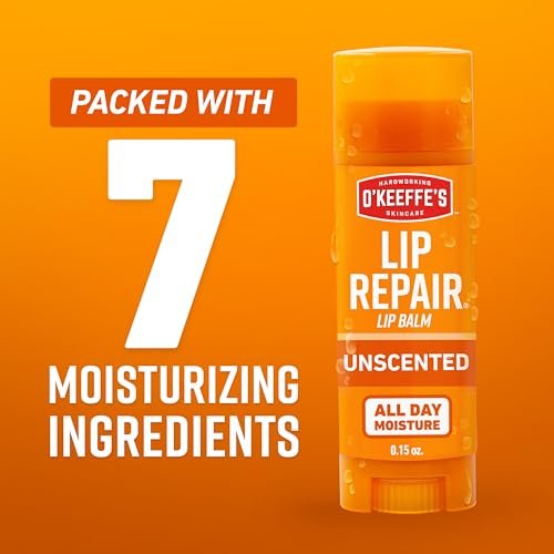 O'Keeffe's Lip Repair Unscented Lippenbalsam für trockene, rissige Lippen – 3er-Pack – Feuchtigkeitsspender für sehr trockene Lippen