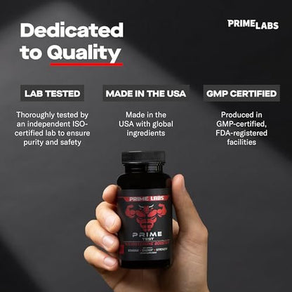 Prime Labs Testosteron-Booster für Männer – Steigert Ausdauer, Energie und Kraft – 60 Kapseln