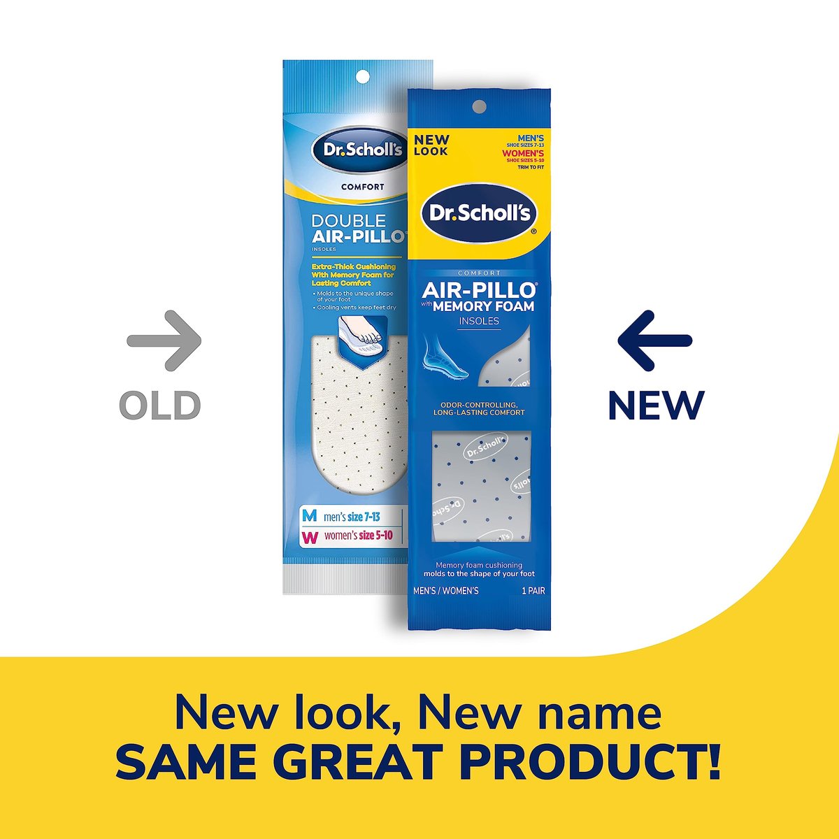 Dr. Scholl's Comfort Air-Pillo Einlegesohlen – 1 Paar, Größe 7-13 (Herren), 5-10 (Damen)