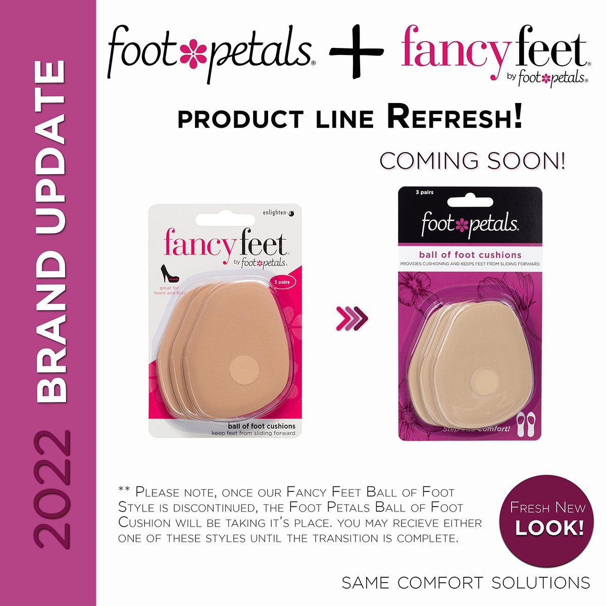 Foot Petals Ball of Foot Cushions – Metatarsal-Pad für langanhaltenden Komfort, verhindert Zehenrutschen und Überhang – für Damenabsätze – 3 Paar (Packung mit 3)