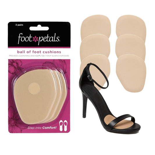 Foot Petals Ball of Foot Cushions – Metatarsal-Pad für langanhaltenden Komfort, verhindert Zehenrutschen und Überhang – für Damenabsätze – 3 Paar (Packung mit 3)