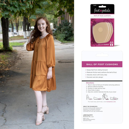 Foot Petals Ball of Foot Cushions – Metatarsal-Pad für langanhaltenden Komfort, verhindert Zehenrutschen und Überhang – für Damenabsätze – 3 Paar (Packung mit 3)