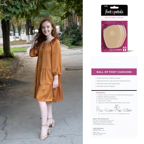 Foot Petals Ball of Foot Cushions – Metatarsal-Pad für langanhaltenden Komfort, verhindert Zehenrutschen und Überhang – für Damenabsätze – 3 Paar (Packung mit 3)