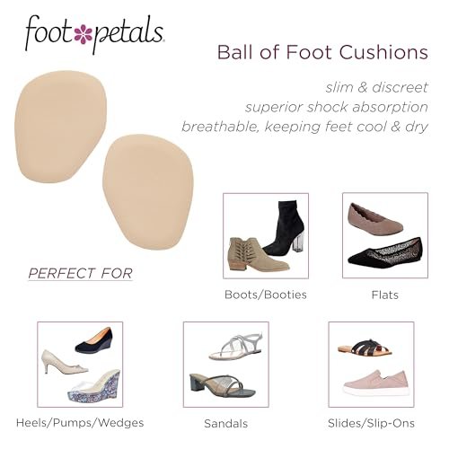 Foot Petals Ball of Foot Cushions – Metatarsal-Pad für langanhaltenden Komfort, verhindert Zehenrutschen und Überhang – für Damenabsätze – 3 Paar (Packung mit 3)