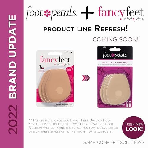 Foot Petals Ball of Foot Cushions – Metatarsal-Pad für langanhaltenden Komfort, verhindert Zehenrutschen und Überhang – für Damenabsätze – 3 Paar (Packung mit 3)