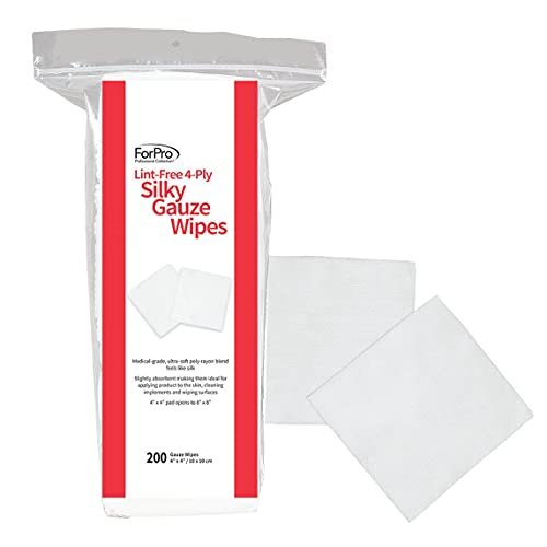 ForPro Professional Collection Fusselfreie 4-lagige Seiden-Gaze-Tücher, 100% fusselfrei, ultraweich, für Produktanwendung und medizinische Pflege, 10 x 10 cm, 200 Stück