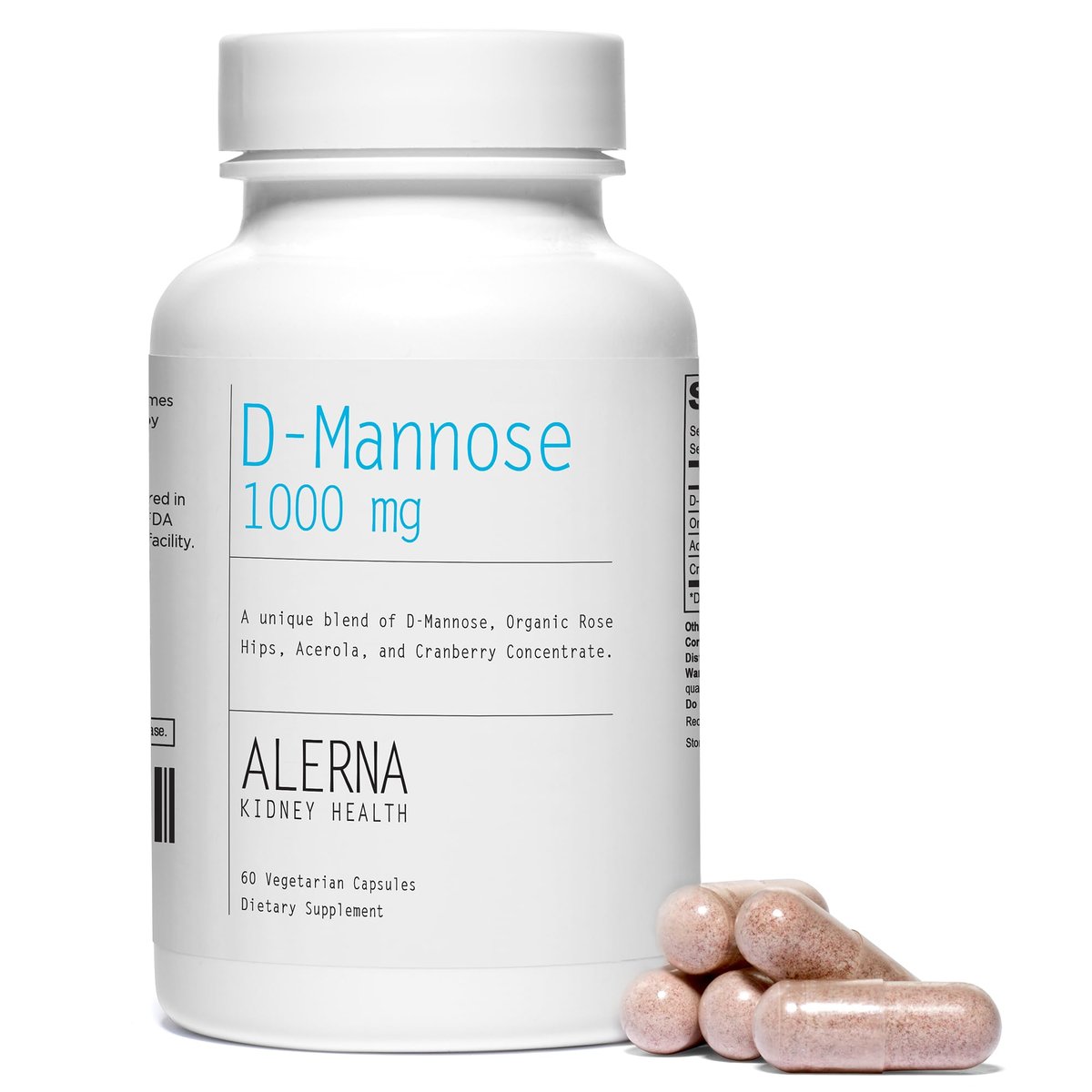 D-Mannose 1000 mg mit Cranberry-Konzentrat, Hagebutte und Acerola – 60 Kapseln für die Harnwegsgesundheit
