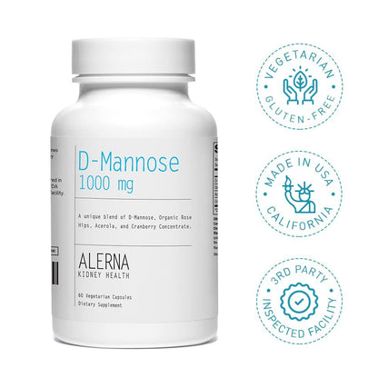 D-Mannose 1000 mg mit Cranberry-Konzentrat, Hagebutte und Acerola – 60 Kapseln für die Harnwegsgesundheit