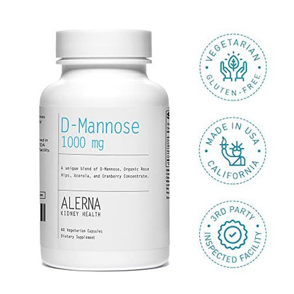 D-Mannose 1000 mg mit Cranberry-Konzentrat, Hagebutte und Acerola – 60 Kapseln für die Harnwegsgesundheit