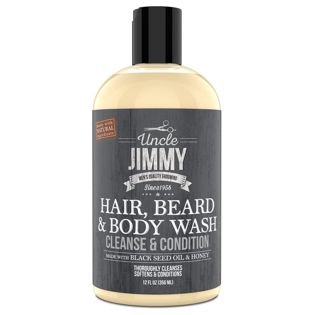 Uncle Jimmy Hair, Beard & Body Men's Wash | Sulfatfrei, Parabenfrei, mit natürlich gewonnenen Inhaltsstoffen für weiche und hydratisierte Haut 355 ml