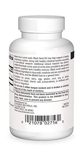 Source Naturals Schwarzkümmelöl für Atemwegsunterstützung* – 60 Weichkapseln